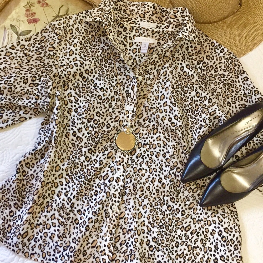 Chico’s All Seasons Cheetah Print Classic Shirt